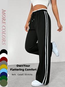 Women's Drawstring Waist Pants, Casual Comfy Trousers for Daily Wear, Ladies Bottoms for All Seasons
