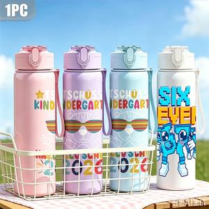 1pc 67 Plastic Water Bottle | Cute Printed Design, Flip Top, Reusable, 25oz 750ml Lightweight Leak Proof Travel Drink Bottle, Ideal for Birthday, Christmas, Halloween, Thanksgiving Gifts