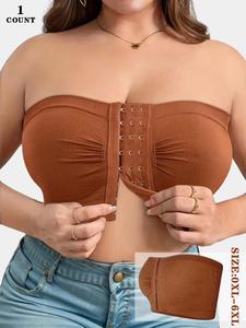 1/2/3/5PCS Plus Size Front Buckle Strapless Bra Womenswear Underwear for Women Large Bust Non-Slip Seamless Invisible Tube Top High Elasticity Fit Comfy Bra