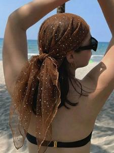 Women's Summer Glitter Decor Scarf, Elegant Scarf for Daily Wear, Casual Trendy Scarf for Women, Trendy All-match & Exquisite Scarf for Birthday Gift, Gifts for Wife, Casual Soft Shawl, Head Wrap