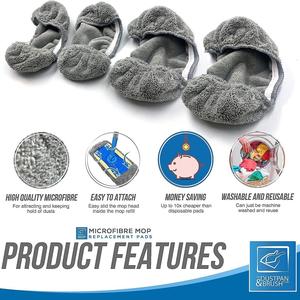 Reusable Mop Cloth, 4 Counts Microfiber Mop Pads, Wet & Dry Mop Cloth for Hardwood Floor Cleaning