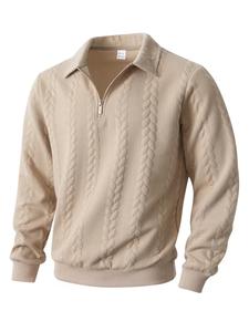 Men's Autumn Winter Cable Knit Quarter-Zip Sweater - Retro Polo Style with Textured Design, Half-Zip Collar for Casual & Smart-Casual Looks, Soft Fabric Ideal for Layering, Trending Men's Fashion Essential,
