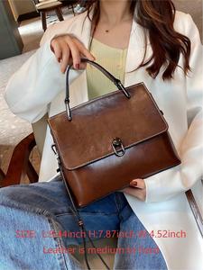 Women's Leather Handbag Shoulder Bag, Fixed Handle + Detachable Wide Strap, Multi-Layered, Magnetic & Zip Design, Business Casual Fashion, Leather Satchel, Fashionable Handbag