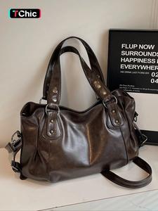 Women's PU Leather Vintage Shoulder Bag, Large Capacity Handbag for Office Commute Travel Outdoor Sports Gym Use, Pu Tote Satchel