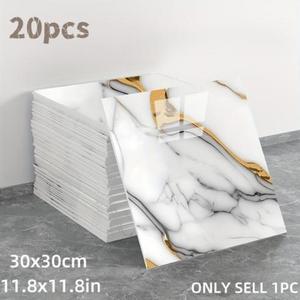 20pcs Marble Pattern Self-Adhesive Wallpaper, Foam Brick Style, Removable Wall Paper for Kitchen and Bathroom Decor, Moisture Proof, Peel and Stick