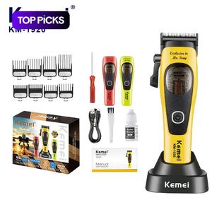 Professional Men's Hair Clipper Km-1920, 4500mah Long-Lasting Battery, USB Charging, Includes / Covers, 8 Combs, Ideal for Salons and Home Use