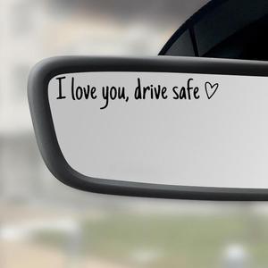 4 Counts Set【I love you, drive safe】 Vinyl Decal for Car, Car Mirror Decal, Car Rearview Mirror Sticker, Universal Car Accessory