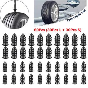 60/30/10Pcs Tire Repair Screws Plugs, Self-service Tyre Repair Vacuum Rubber Nails Kit for Car/Motorcycle/Truck/Tractor Puncture Fast Tyre Repair Supplies