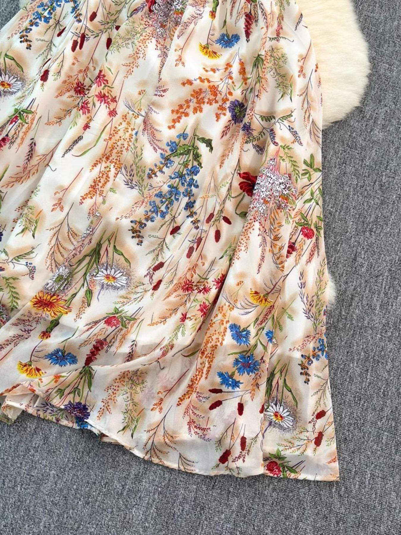 Women's Floral Print Spaghetti Cami Dress, Boho Bohemian Fashion Casual A Line Dress for Beach Holiday Vacation, Ladies Dress for Summer